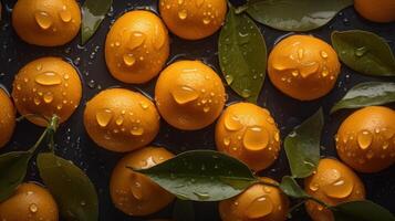 imagem do kumquat desatado fundo visível gotas do água generativo ai foto