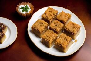 tradicional turco sobremesa baklava com caju, nozes. caseiro baklava com nozes e mel. generativo ai foto