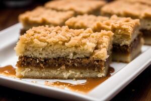 tradicional turco sobremesa baklava com caju, nozes. caseiro baklava com nozes e mel. generativo ai foto