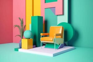 ai gerado colorida contemporâneo interior Visão com moderno mobília foto