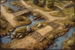 turvar campo de batalha mapa trincheiras jogos Recursos ilustração fundo com generativo ai foto