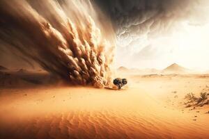 uma poeira tempestade dentro a deserto. generativo ai foto