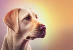 ai gerado amarelo labrador cachorro em gradiente fundo foto