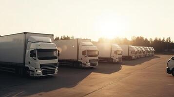 semi reboque caminhões dentro logística e transporte indústria. generativo ai foto