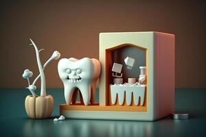 dentista molar dente clínica, 3d clínica, generativo ai foto