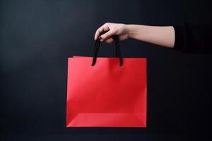 menina com em branco compras bolsa. ilustração ai generativo foto