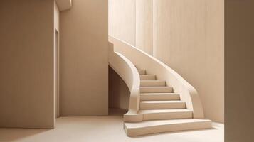 minimalista bege escada. ilustração ai generativo foto