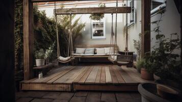 casa terraço com balanços ilustração ai generativo foto