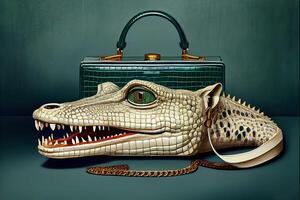 generativo ai ilustração do acessórios sapato, bolsas... fez do crocodilo pele foto