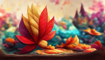 outono folhas dentro uma fundo padronizar. natural vários cor folhas dentro a cair, sazonal dourado padrões e texturas do Outubro. brilhante folha enfeite dentro uma fechar-se do natureza. generativo ai foto