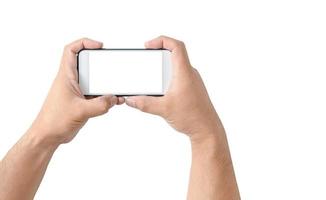 dois mãos segurando inteligente telefone foto