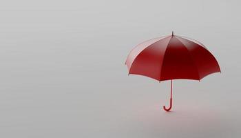 3d conceito abstrato diferente o negócio vermelho guarda-chuva em branco fundo. 3d ilustração render foto