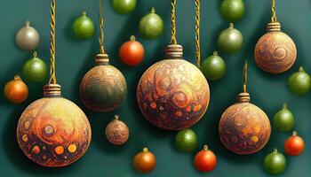 elegante Natal árvore bolas composição com realista Projeto. generativo ai foto