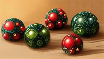 festivo Natal árvore bolas Como Natal decoração fundo, detalhado, colori. generativo ai foto