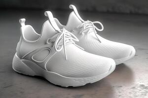 em branco branco esporte sapatos para brincar ilustração com generativo ai foto