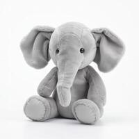 fofa elefantes animal pelúcia brinquedo branco fundo animal boneca com generativo ai foto