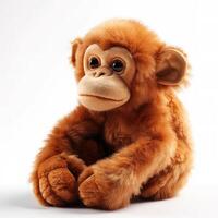 fofa macaco animal pelúcia brinquedo branco fundo animal boneca com generativo ai foto