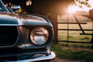 vintage carros estacionado dentro a jardim. generativo ai foto