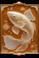 uma sonhadores perfeitamente translúcido cheio do vibrante dourado peixe. generativo ai. foto