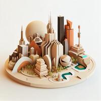 modelo do uma cidade sentado em topo do uma mesa. generativo ai. foto