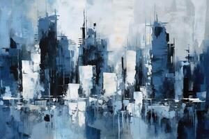 abstrato azul metropolitano cidade faca paleta pintura fundo ilustração com generativo ai foto