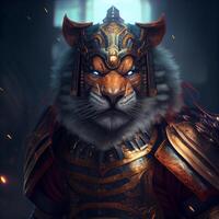 poderoso antropomórfico tigre guerreiro. generativo ai foto