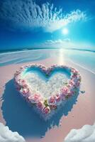 coração fez Fora do flores em uma de praia. generativo ai. foto