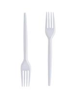 plástico garfos em branco fundo foto