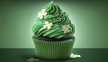 santo patrick's dia verde Bolinho , generativo ai foto