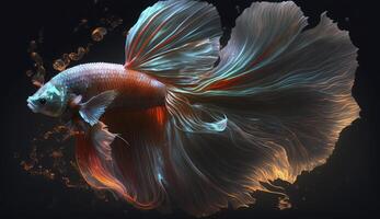 beleza fantasia brigando peixe arte , generativo ai foto