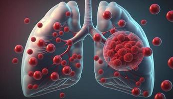 3d rendido medicamente preciso ilustração do pulmão Câncer, pulmão Câncer diagnóstico e humano pulmões doença. pulmão Câncer ou pneumonia, anatomia, cuidados de saúde ou remédio conceito , gerar ai foto