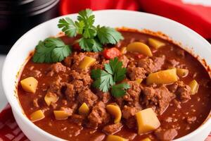 abóbora sopa com creme e salsinha. cremoso tomate sopa. frango macarrão sopa. generativo ai foto