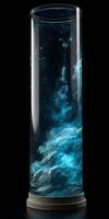 vidro tubo contido a oceanos terra vento generativo ai foto