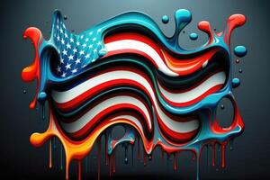 3d abstrato arte bandeira EUA. ai gerado foto
