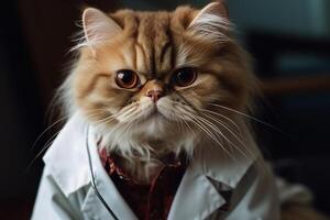 ai generativo gato Como uma médico foto