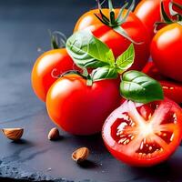 fresco vermelho tomate com ai generativo tecnologia foto