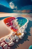 coração fez Fora do pedras em uma de praia. generativo ai. foto