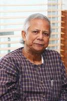 Bangladesh setembro 20, 2012, retrato do Maomé yunus uma popular economista e líder às grameen Centro, dhaka. foto