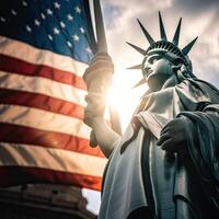 estátua do liberdade. 4º do julho. independência dia do Unidos estados. generativo ai. foto