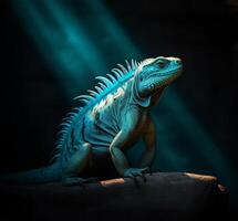 detalhado retrato do azul iguana, generativo ai foto