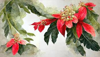 atraente Natal floral quadro, aguarela inverno, ilustração isolado em branco fundo. generativo ai foto