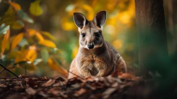 deslumbrante tirar o fôlego vibrante wallaby dentro próprio habitat hd imagem generativo ai foto