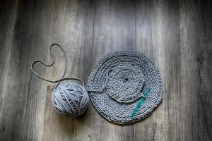 cinzento feito à mão cordão de algodão toalhas de mesa em crochê gancho foto