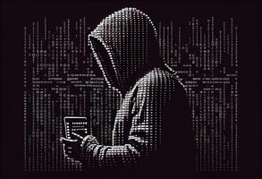 generativo ai ilustração do computador hacker, ascii estilo foto