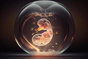 embrião dentro a útero. a conceito do concepção e desenvolvimento do a humano embrião. generativo ai foto