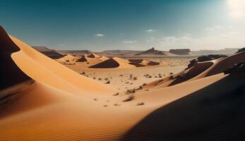 panorâmico deserto sahara paisagem, deserto dentro a tarde, generativo ai foto