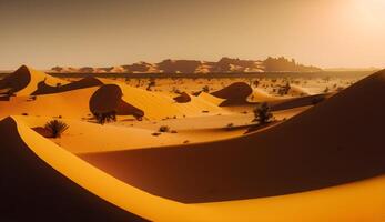 panorâmico deserto sahara paisagem, deserto dentro a tarde, generativo ai foto