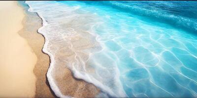 a tropical marinha com mar onda para a de praia com ai gerado. foto