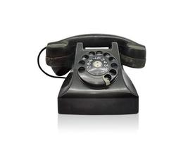 velho escrivaninha telefone frente Visão isolado em uma branco fundo foto