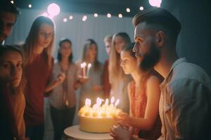 festa tempo, alegre ilustração do aniversário celebração criada com ai Ferramentas foto